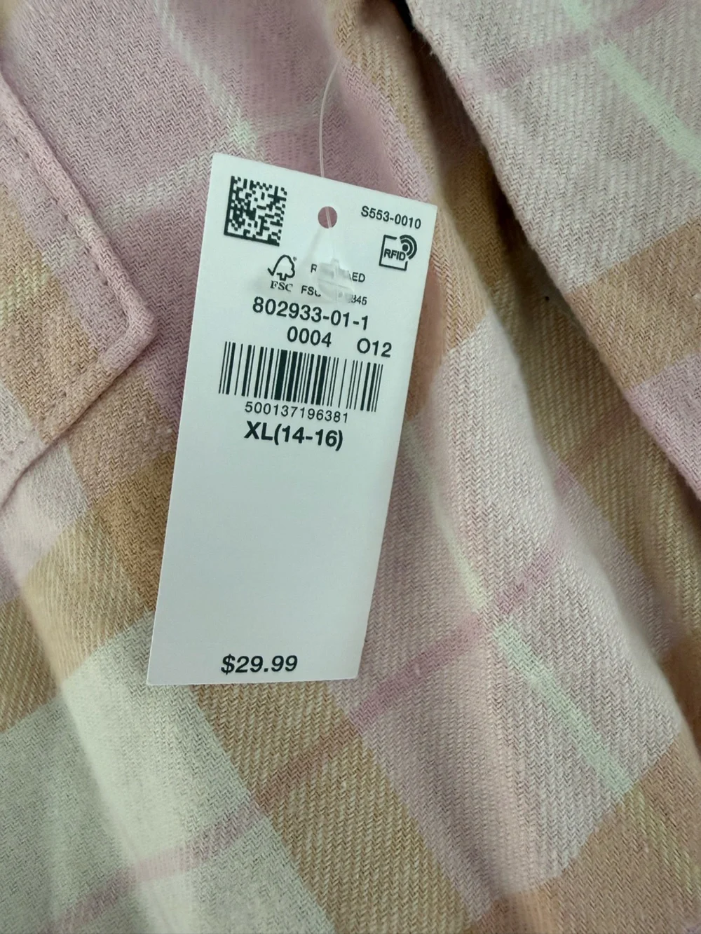 Old Navy Pink and Cream Plaid Button-Up Shirt